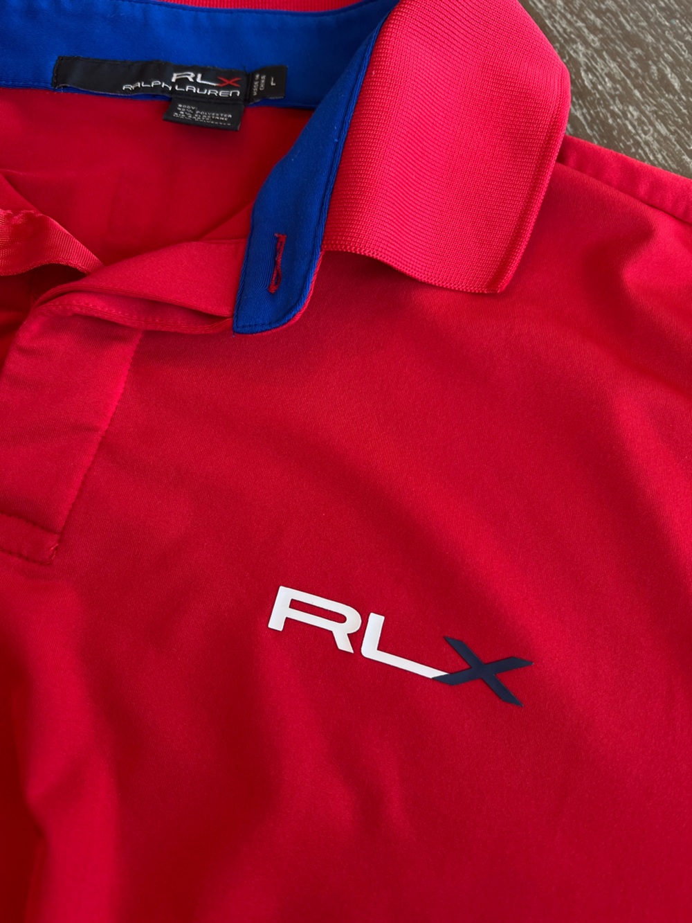 Ralph Lauren RLX Red Polo with Blue Trim - Picture 4 of 11